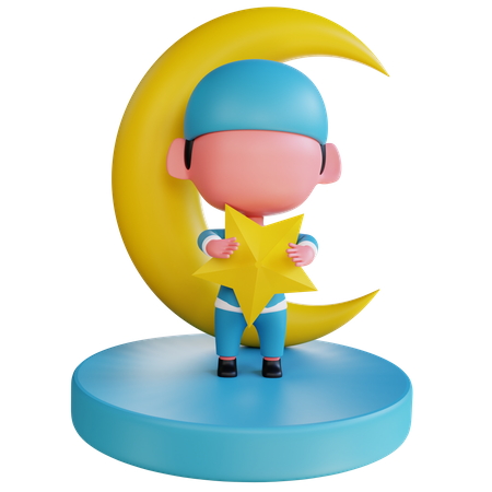 Muslim person holding star  3D Illustration