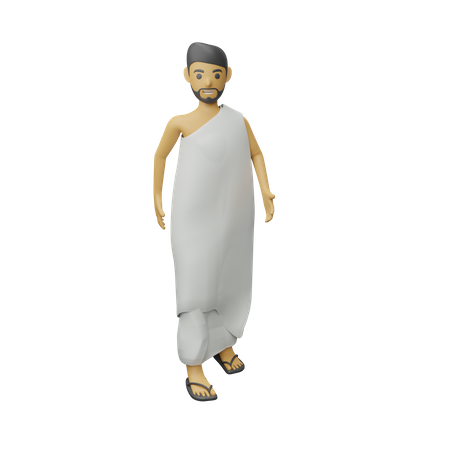 Muslim pilgrimage walking pose  3D Illustration