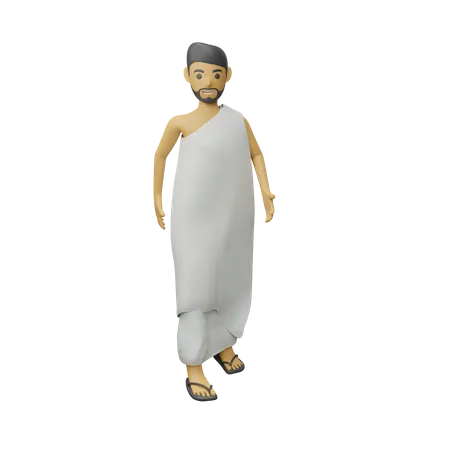 Muslim pilgrimage walking pose  3D Illustration