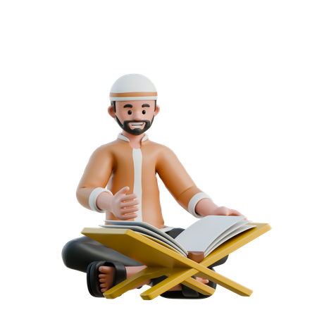 Muslim reading the quran  3D Icon