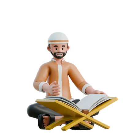 Muslim reading the quran  3D Icon