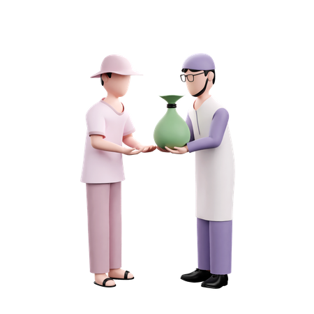 Muslim sharing zakat  3D Icon