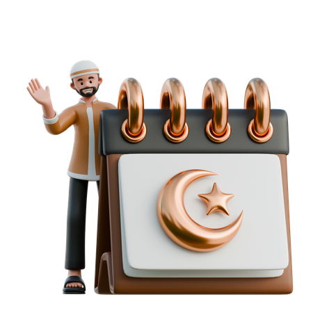 Muslim with ramadan calendar  3D Icon