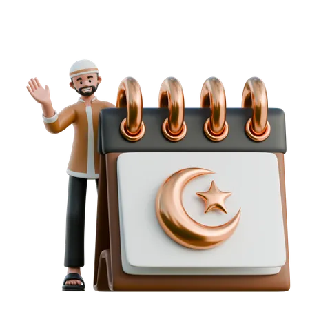 Muslim with ramadan calendar  3D Icon