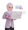 Muslim Woman Analyzing Data On Laptop