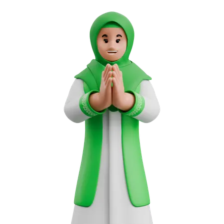 Muslim Woman Apologizes  3D Illustration