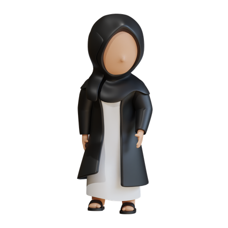 Muslim Woman Balanced Giving Standing Pose  3D Icon