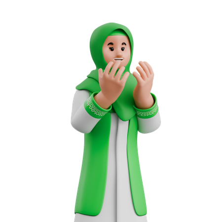 Muslim Woman Being Grateful  3D Illustration
