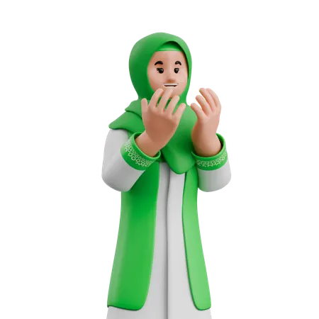 Muslim Woman Being Grateful  3D Illustration