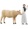 Muslim Woman Carrying Cow
