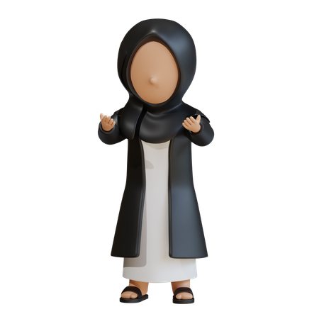 Muslim Woman Cheerful Fist Pose  3D Icon