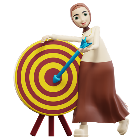 Muslim woman decide target  3D Illustration