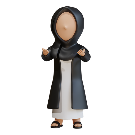 Muslim Woman Doing Islamic Prayer  3D Icon