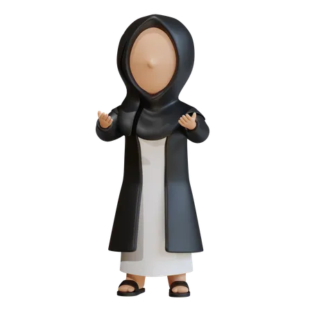 Muslim Woman Doing Islamic Prayer  3D Icon
