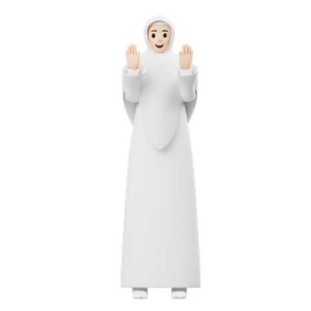 Muslim Woman Doing Islamic Prayer  3D Illustration