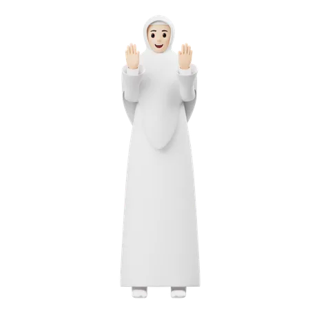 Muslim Woman Doing Islamic Prayer  3D Illustration