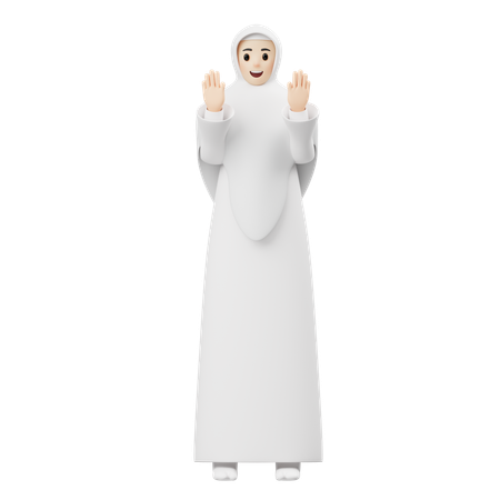 Muslim Woman Doing Islamic Prayer  3D Illustration