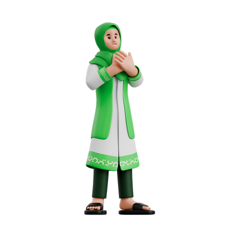 Muslim Woman Doing Islamic Prayer  3D Illustration