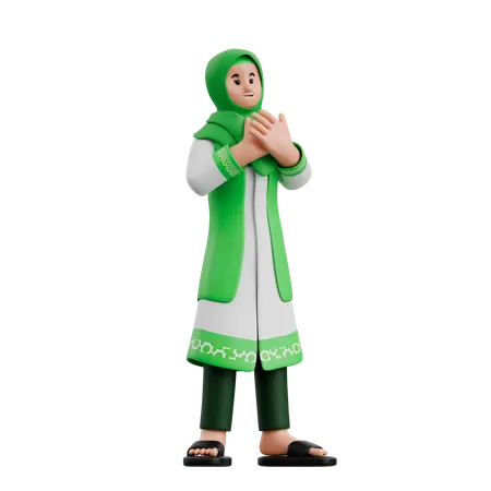 Muslim Woman Doing Islamic Prayer  3D Illustration