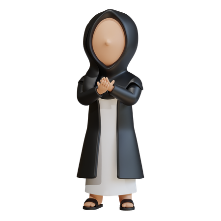 Muslim Woman Doing Muslim Prayer  3D Icon