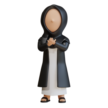 Muslim Woman Doing Muslim Prayer  3D Icon