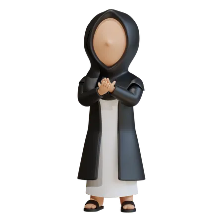 Muslim Woman Doing Muslim Prayer  3D Icon