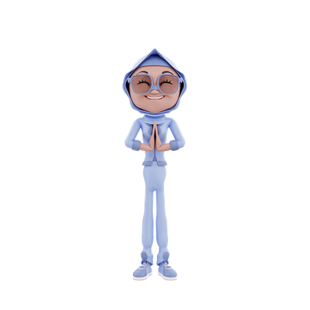 Muslim woman doing prayer  3D Icon