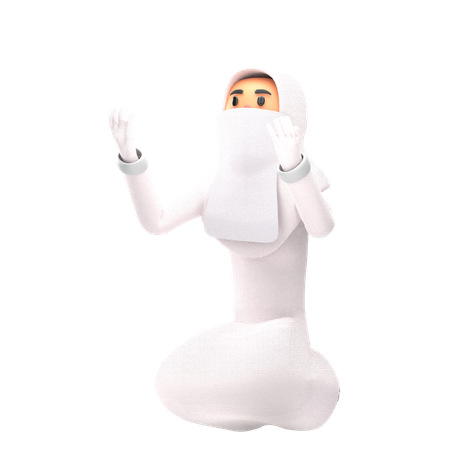 Muslim Woman Doing Praying  3D Icon