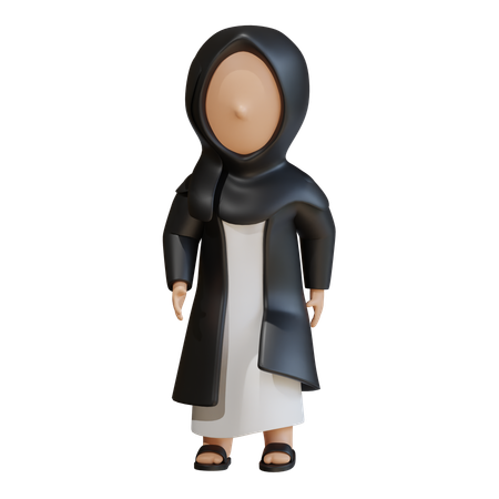 Muslim Woman Doing Relaxed Pose  3D Icon