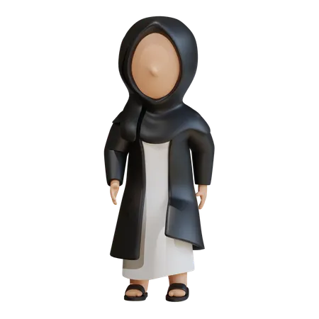 Muslim Woman Doing Relaxed Pose  3D Icon