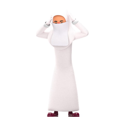 Muslim Woman Feeling Dizzy  3D Illustration