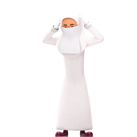 Muslim Woman Feeling Dizzy  3D Illustration