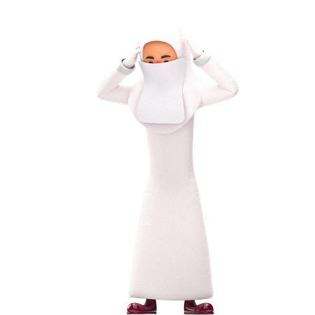 Muslim Woman Feeling Dizzy  3D Icon