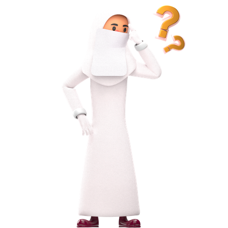 Muslim Woman Get Confused  3D Icon