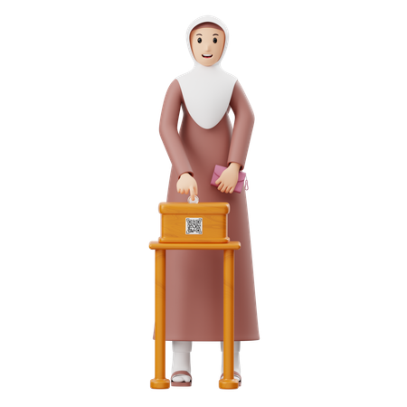 Muslim Woman Giving Charity  3D Illustration