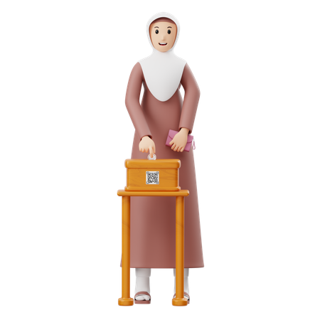 Muslim Woman Giving Charity  3D Illustration