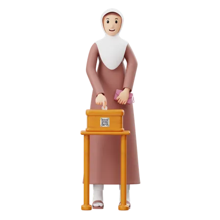 Muslim Woman Giving Charity  3D Illustration