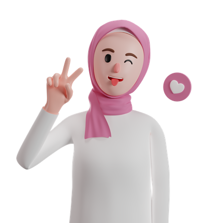 Muslim woman giving pose  3D Icon