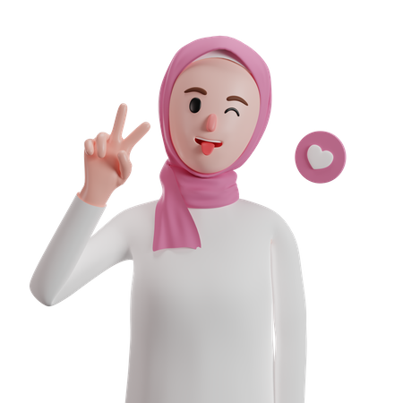 Muslim woman giving pose 3D Illustration