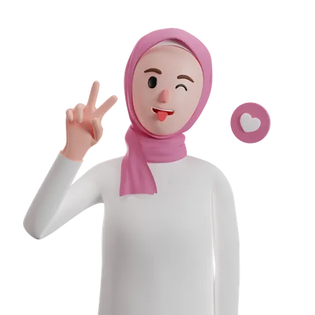 Muslim woman giving pose  3D Illustration