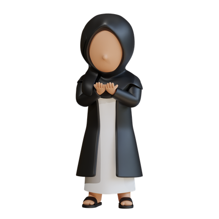 Muslim Woman Giving Prayer Pose  3D Icon