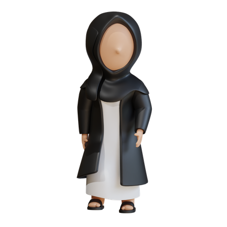 Muslim Woman Giving Side Look And Calm Pose  3D Icon