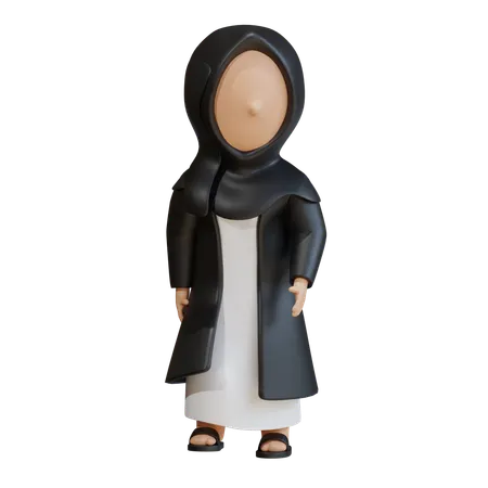 Muslim Woman Giving Side Look And Calm Pose  3D Icon