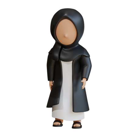 Muslim Woman Giving Standing Pose  3D Icon