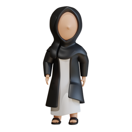Muslim Woman Giving Straight Pose  3D Icon
