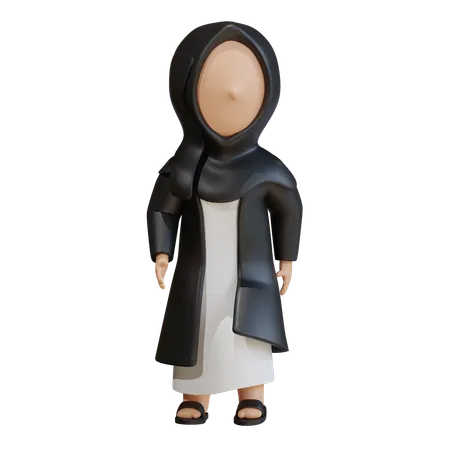 Muslim Woman Giving Straight Pose  3D Icon