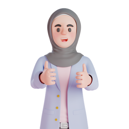 Muslim woman giving thumbs up  3D Icon