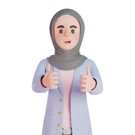 Muslim woman giving thumbs up  3D Illustration