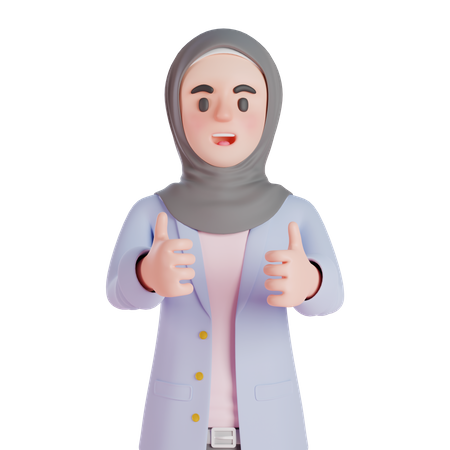 Muslim woman giving thumbs up  3D Illustration