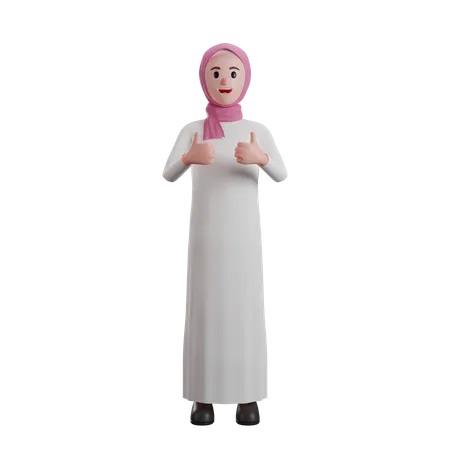 Muslim woman giving thumbs up sign  3D Illustration